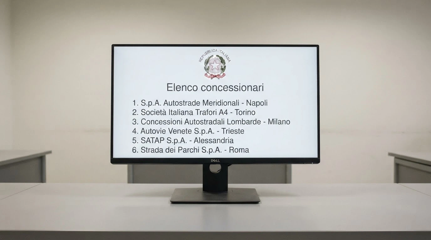 Il logo dell'Agenzia delle Dogane e dei Monopoli su sfondo istituzionale, con la dicitura «Elenco concessionari» visibile su un monitor