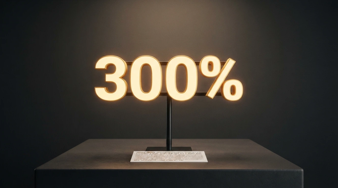 Schermata promozionale di un bonus di benvenuto con la percentuale in evidenza e i termini di wagering in caratteri piccoli