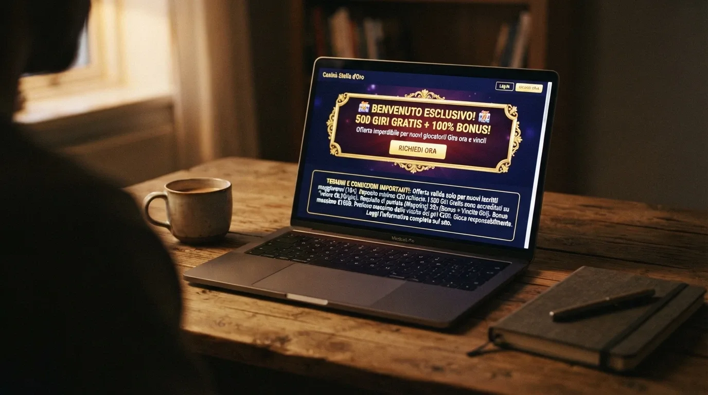 Schermata promozionale di un casinò Bitcoin con offerta di giri gratis senza deposito e termini in evidenza