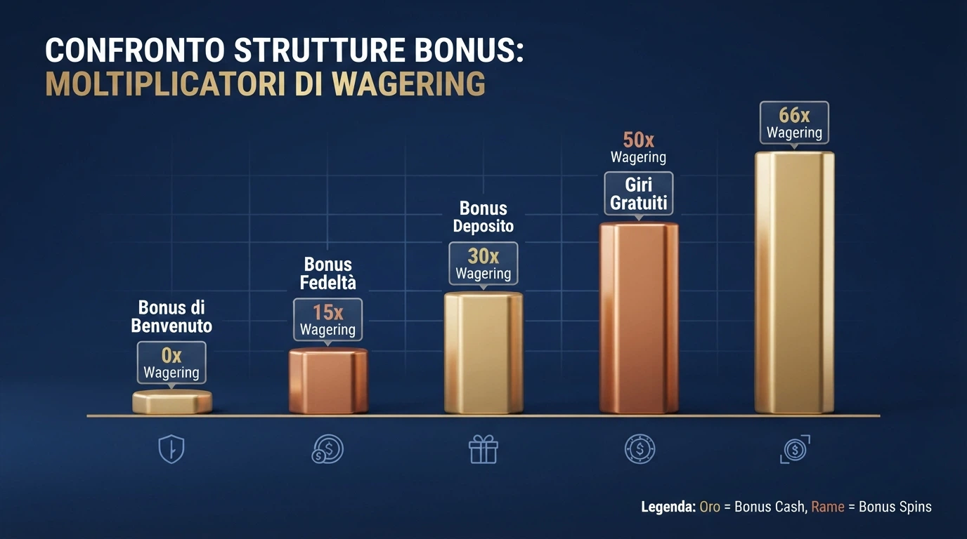 Tabella comparativa dei principali casinò Bitcoin con colonne per licenza, bonus, giri gratis e requisiti di puntata