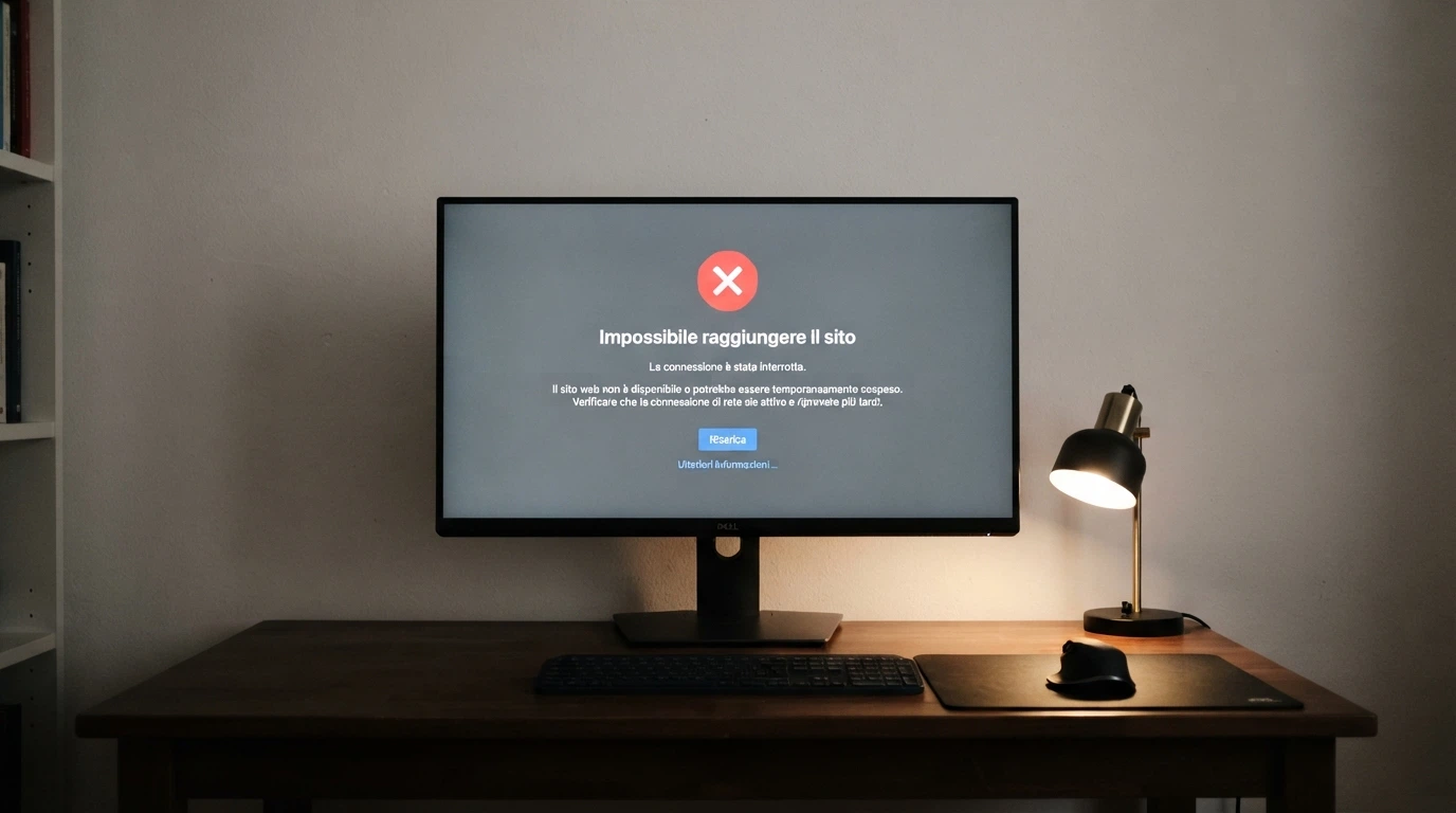 Lo schermo di un computer che mostra un avviso di «sito non raggiungibile — bloccato dall'autorità amministrativa»