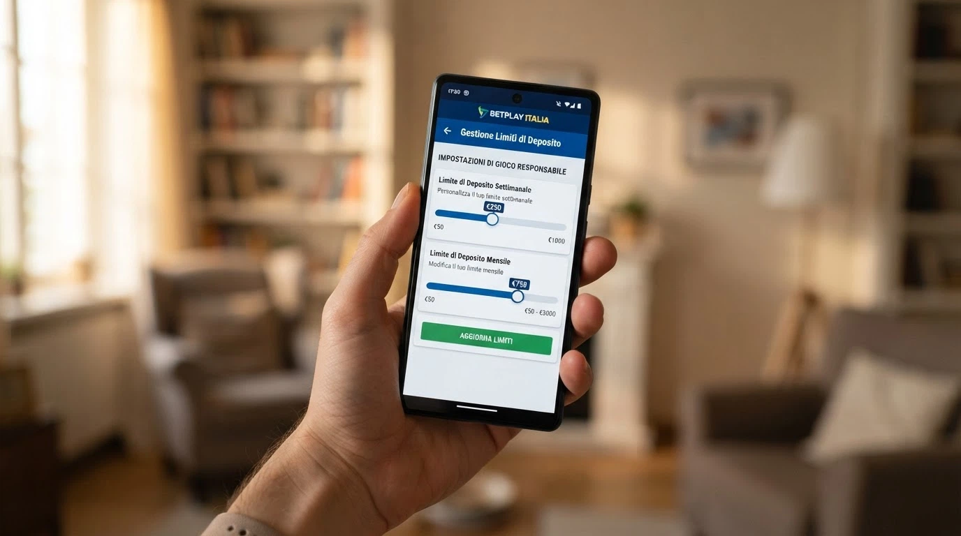 L'interfaccia di impostazione dei limiti di deposito nell'area personale di un casinò ADM, con i campi per limite settimanale e mensile
