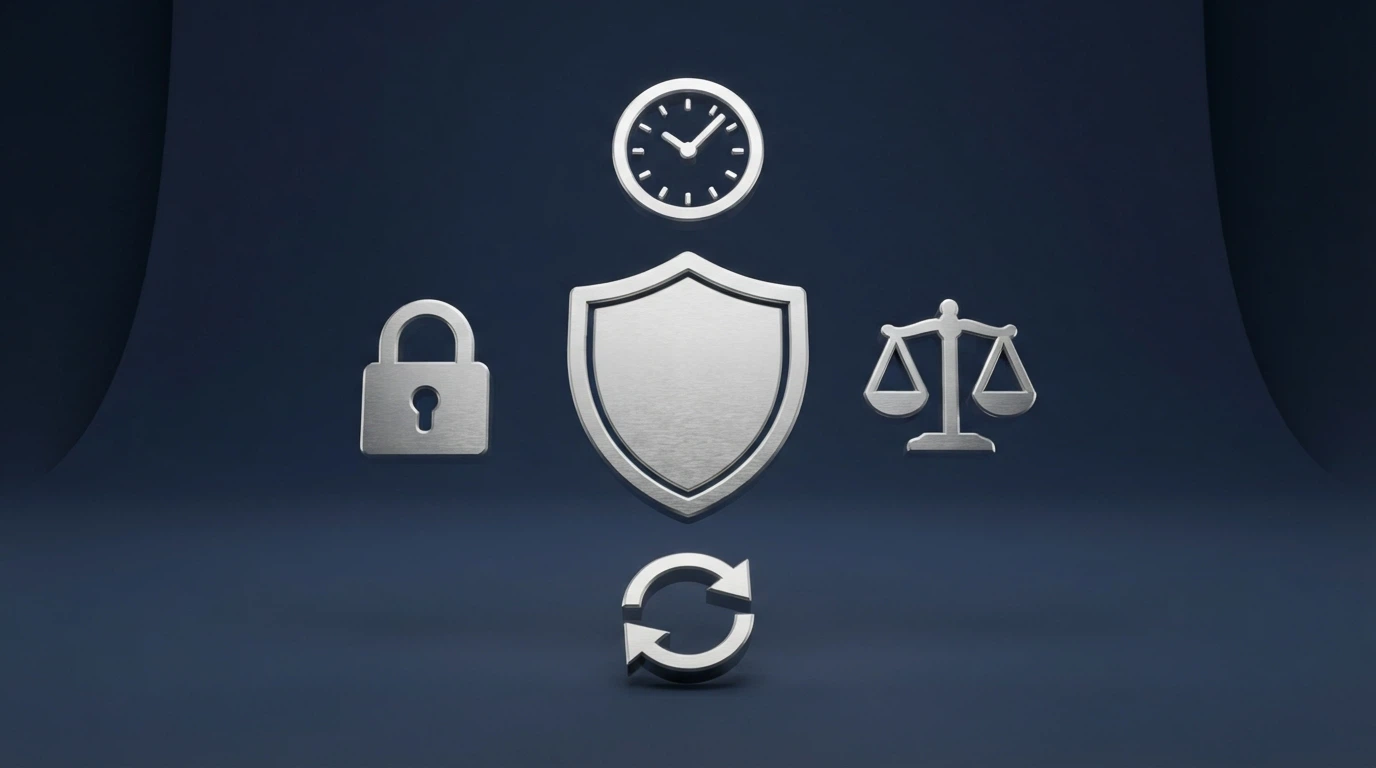 Il logo ADM accanto a icone che rappresentano le tutele: scudo (RUA), orologio (limiti di tempo), lucchetto (autoesclusione), bilancia (verifica RTP)