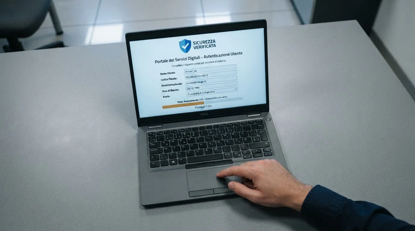 Un'interfaccia web istituzionale con il logo ADM, un modulo di autoesclusione compilato a metà e una barra di progressione verso lo scudo della protezione