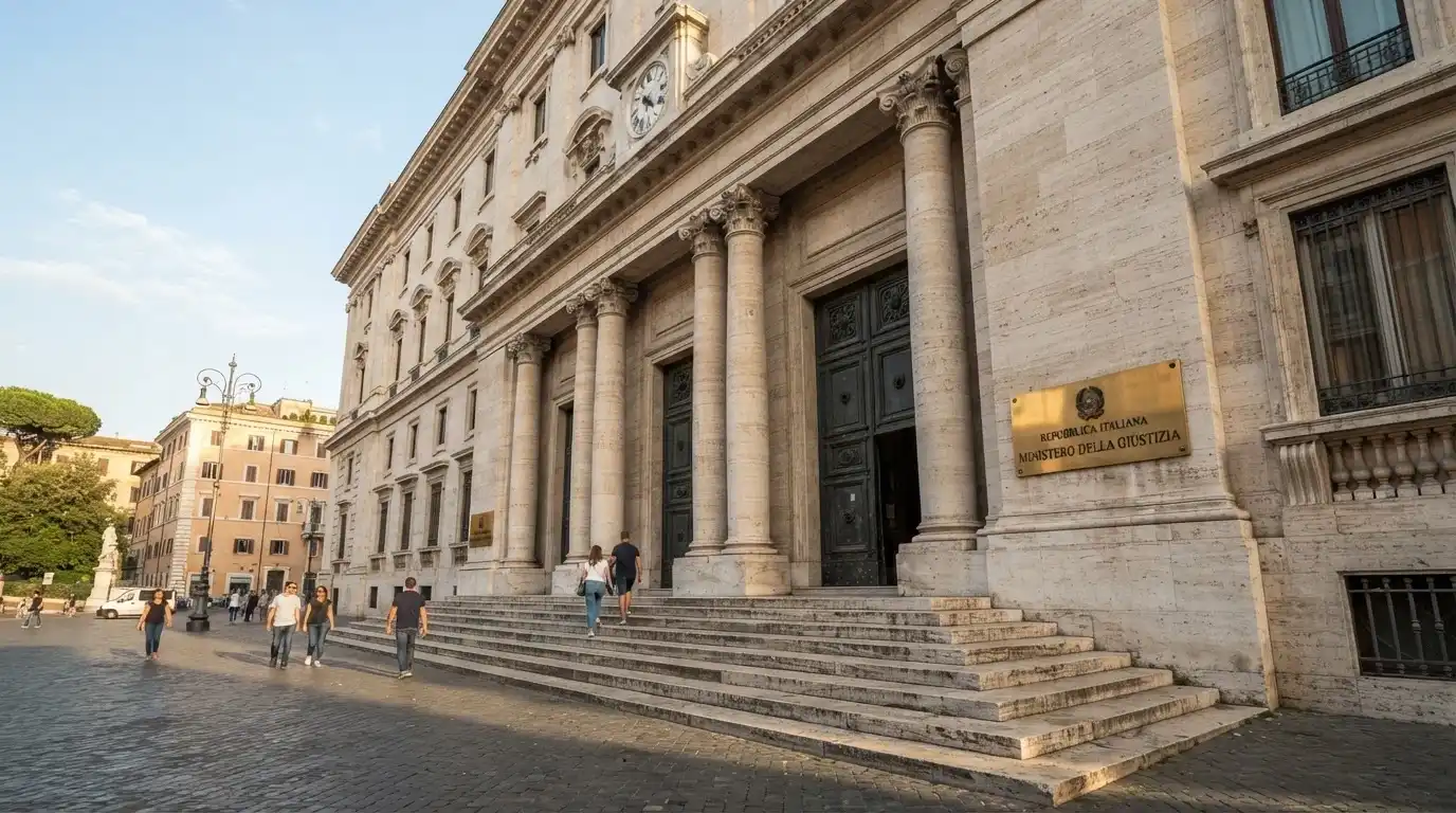 Ingresso della sede dell'Agenzia delle Dogane e dei Monopoli a Roma, con insegna istituzionale