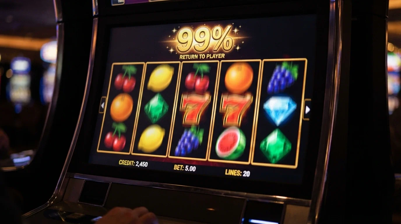Schermata di una slot online con l'indicatore RTP in evidenza e rulli in movimento