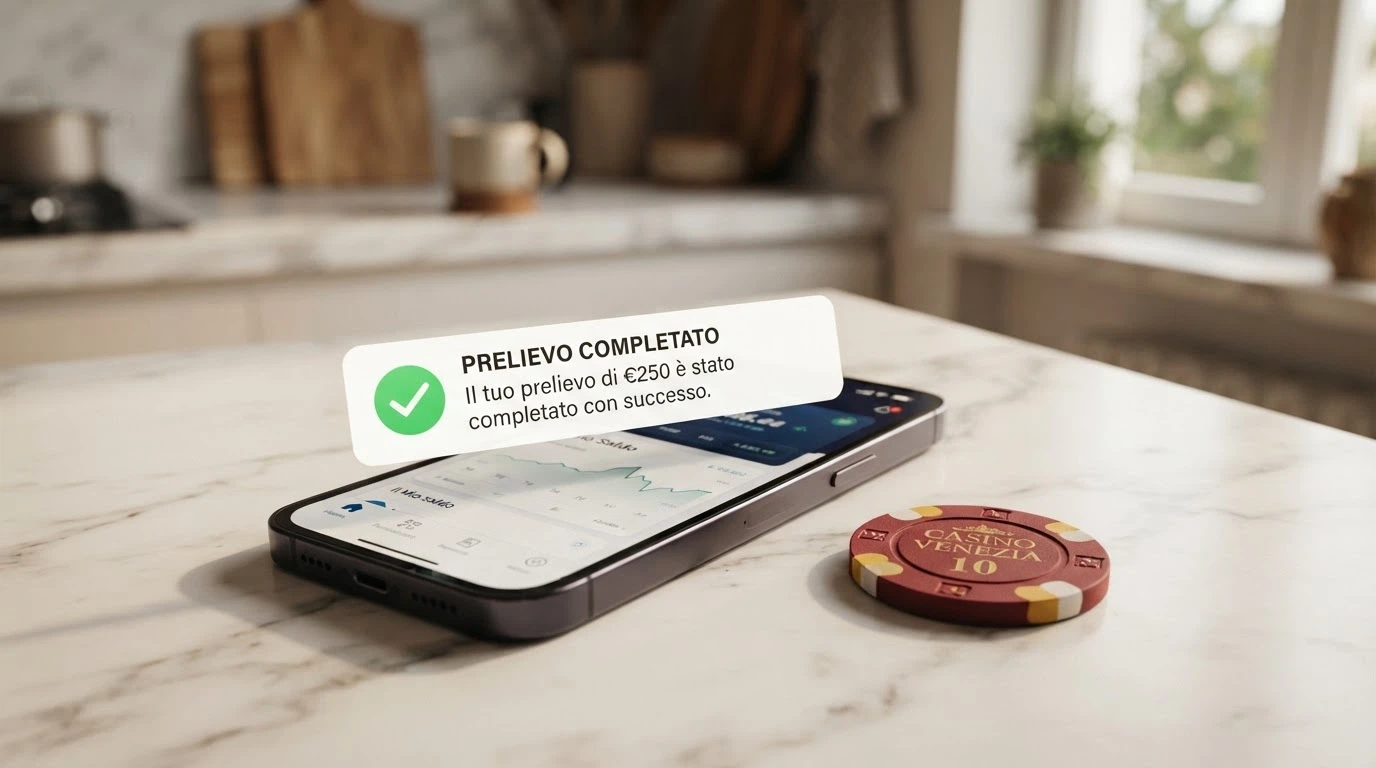 Un cronometro digitale affiancato a uno smartphone che mostra una notifica di prelievo completato in Dogecoin, con il logo DOGE sullo schermo